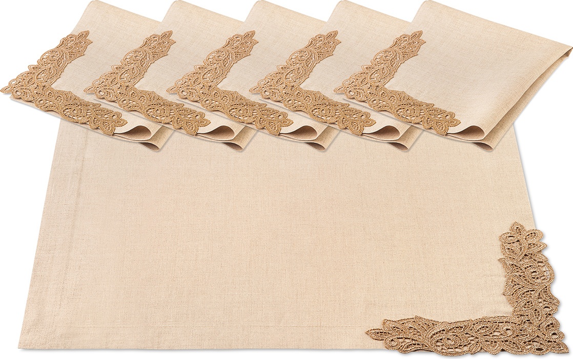 10600496 Weissfee Набор салфеток Weissfee "Версаль" 45х45см, 6шт (лен, кружево) Ткань 