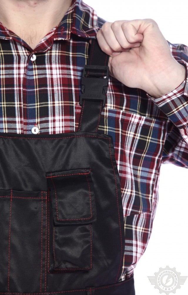 61466 Полукомбинезон "Мастер" красно-черный  Летняя спецодежда  размер 56-58/182-188  - Вид №6