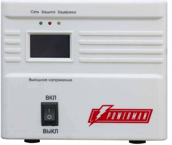 POWERMAN AVS 500A Stabilizer avs 500a, step-type regulator, 500va/250w, 160-260v, maximum input current 5a, 1 euro socket, ip-20, 190mm x 150mm x 130mm, 2.11 kg. POWERMAN Santreyd 