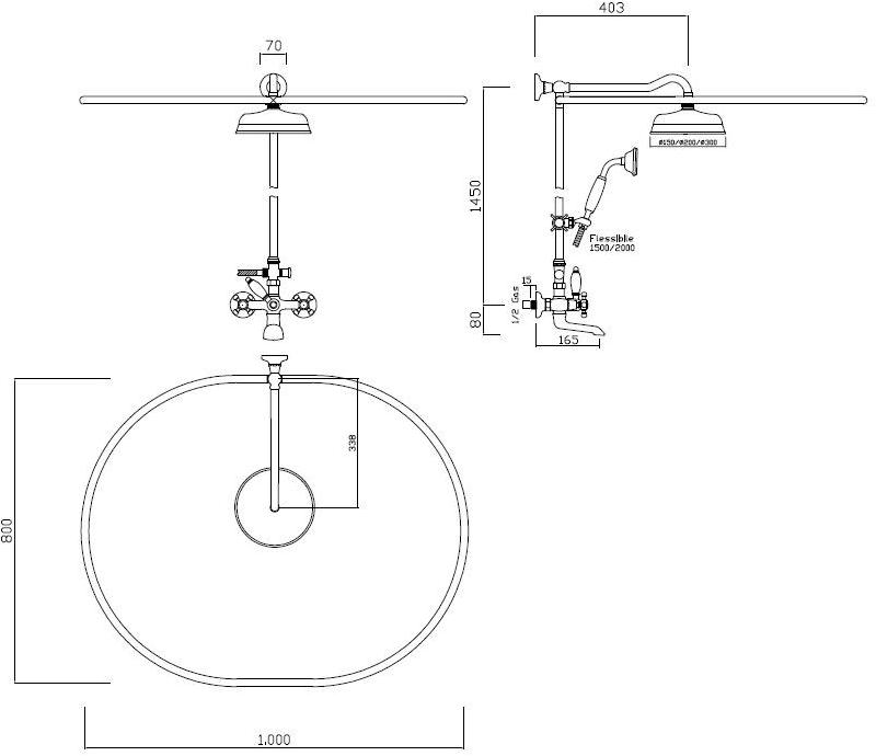 BLEU PROVENCE Настенная душевая стойка с душевой лейкой Rubinetti per vasca sun-id-1454299 - Вид №2