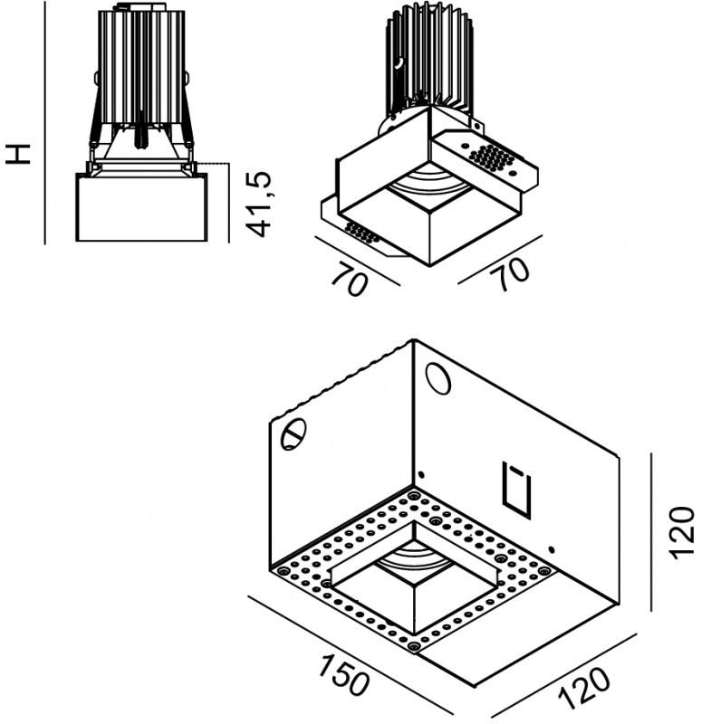 Lucifero's Встраиваемый квадратный светильник Nyx sun-id-1449773 - Вид №2
