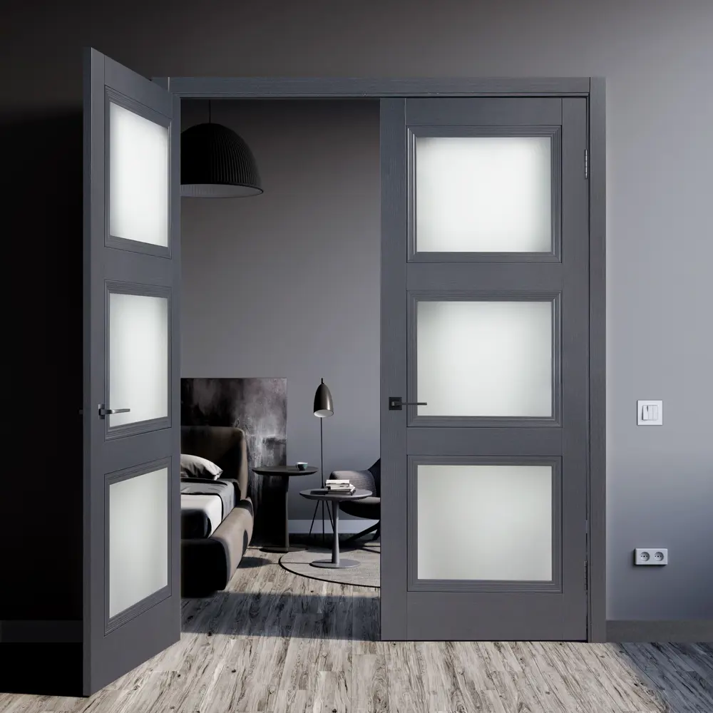 Комплект двери Трилло со стеклом 90x200 см Hardflex цвет грей легно без доборов МАРИО РИОЛИ STLM-2082112 - Вид №2