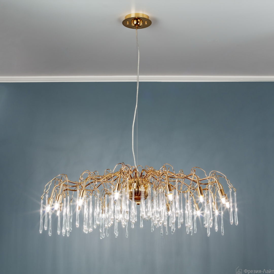 Frezia Light 1005/15 A золотая подвесная люстра на 15 лампочек 116018