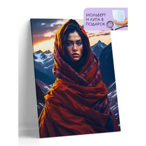 91923750 Картина по номерам на холсте с подрамником Девушка-природа тибетских гор 40x50 STLM-1350619