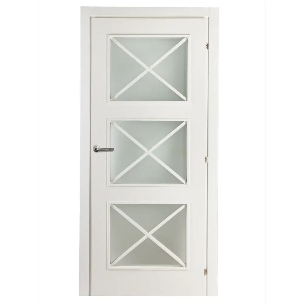 Дверь межкомнатная остекленная Камелия белый 2000x700 мм с фурнитурой МАРИО РИОЛИ STLM-2107742