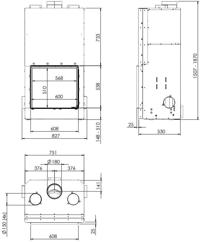 Встроенный дровяной камин на стене KALFIRE W60/51F ARCH-00132328 - Вид №2