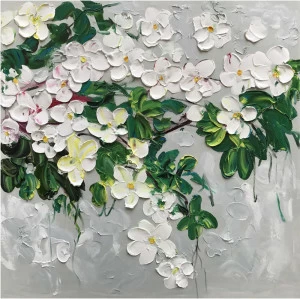 Картина на холсте 100х100 см "Цветы в саду" EVENHOME КАРТИНЫ МАСЛОМ 130028 Белый;зеленый;синий;разноцветный