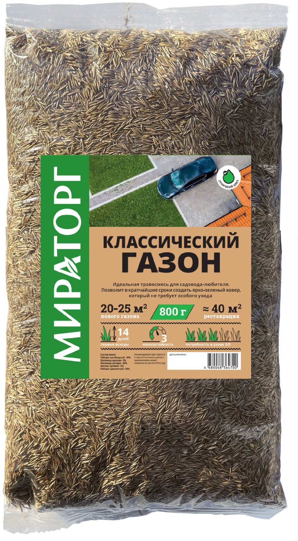 90316021 Семена газона Классический газон 0.8 кг STLM-0181951 МИРАТОРГ