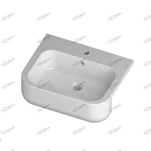 QS06033101 Полувстраиваемая раковина консольная 50 см белая Disegno Ceramica Qubo 