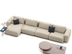 Тканевый диван с полуостровом