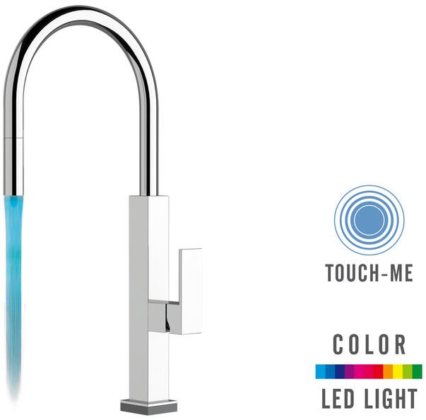 Remer Rubinetterie Смеситель для кухни с поворотным изливом и ручным душем Touch-me Qktr 73 - Вид №1
