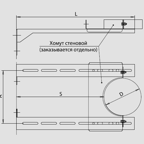 Штанга для стенового хомута Ferrum L 250 (AISI 430) FK18Ш250F - Вид №1
