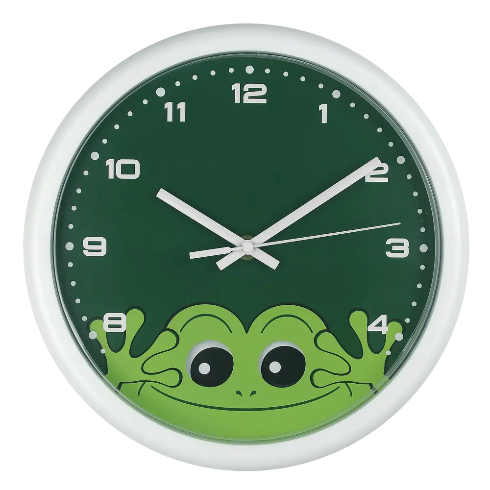 Часы настенные Troykatime Лягушка круглые пластик цвет бело-зеленый ø25 см Детские STLM-2046273