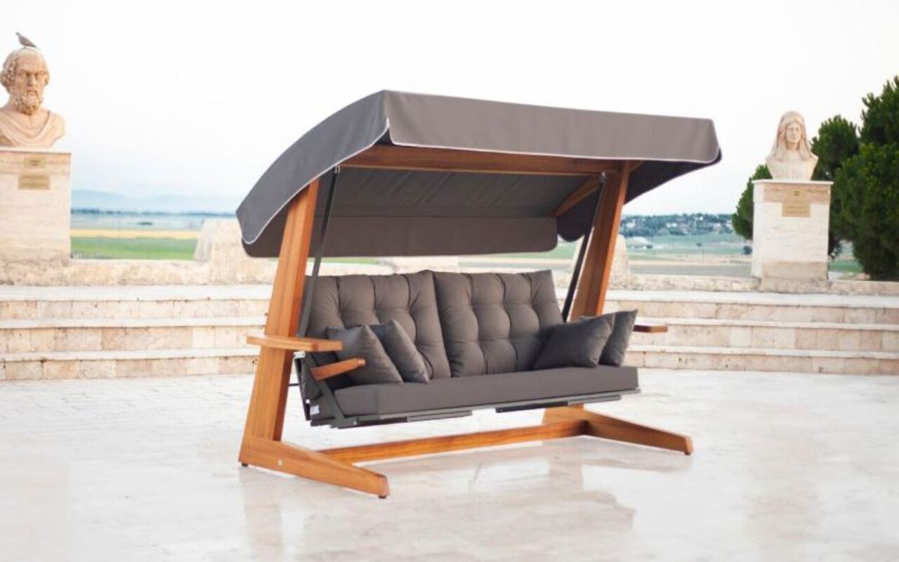 91020685 Качели садовые 136 см х 90 см х 80 см сталь серый / серебристый Luna Deluxe STLM-0444549 ROYAL FAMILY