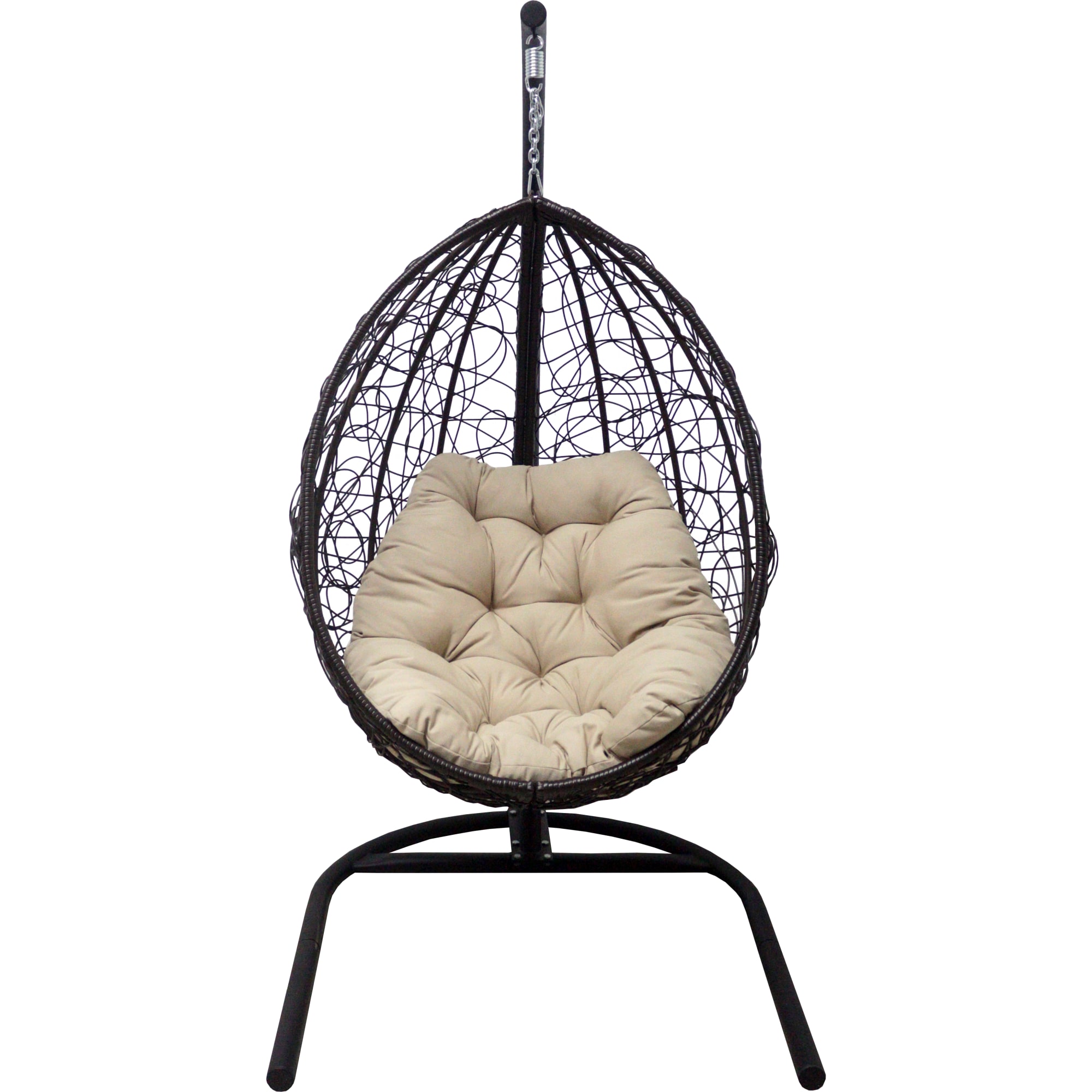 82841552 Кресло подвесное с опорой Veil эконом 102x200x126 см, искусственный ротанг, тёмно-коричневый/бежевый Santreyd  - Вид №1