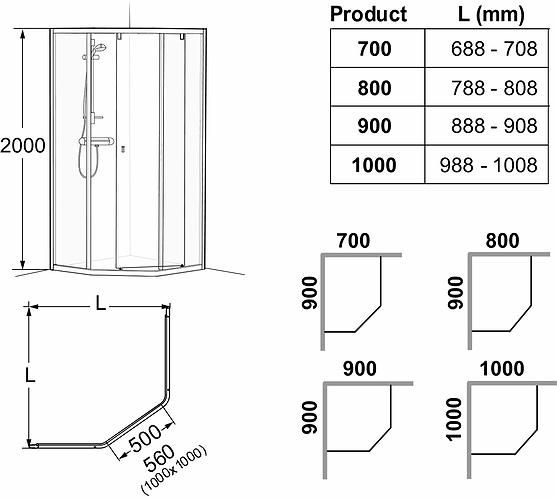 4983012809 Душевая стенка IDO Showerama 8-3 для пятиугольного душа, 800x900 мм  - Вид №3