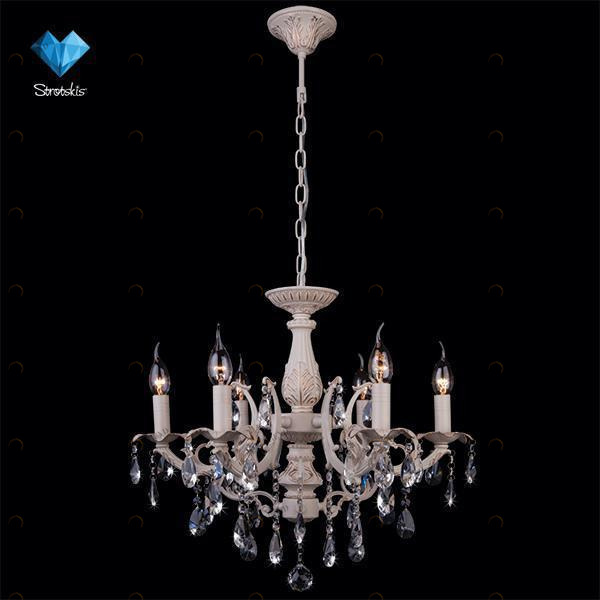 Подвесная люстра Eurosvet 3345/6 белый с золотом/прозрачный хрусталь Strotskis EUROSVET ДИЗАЙНЕРСКИЕ 184754 Белый 