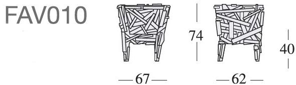 edra Стул с подлокотниками из натуральных деревянных планок Favela Fav010 - Вид №7