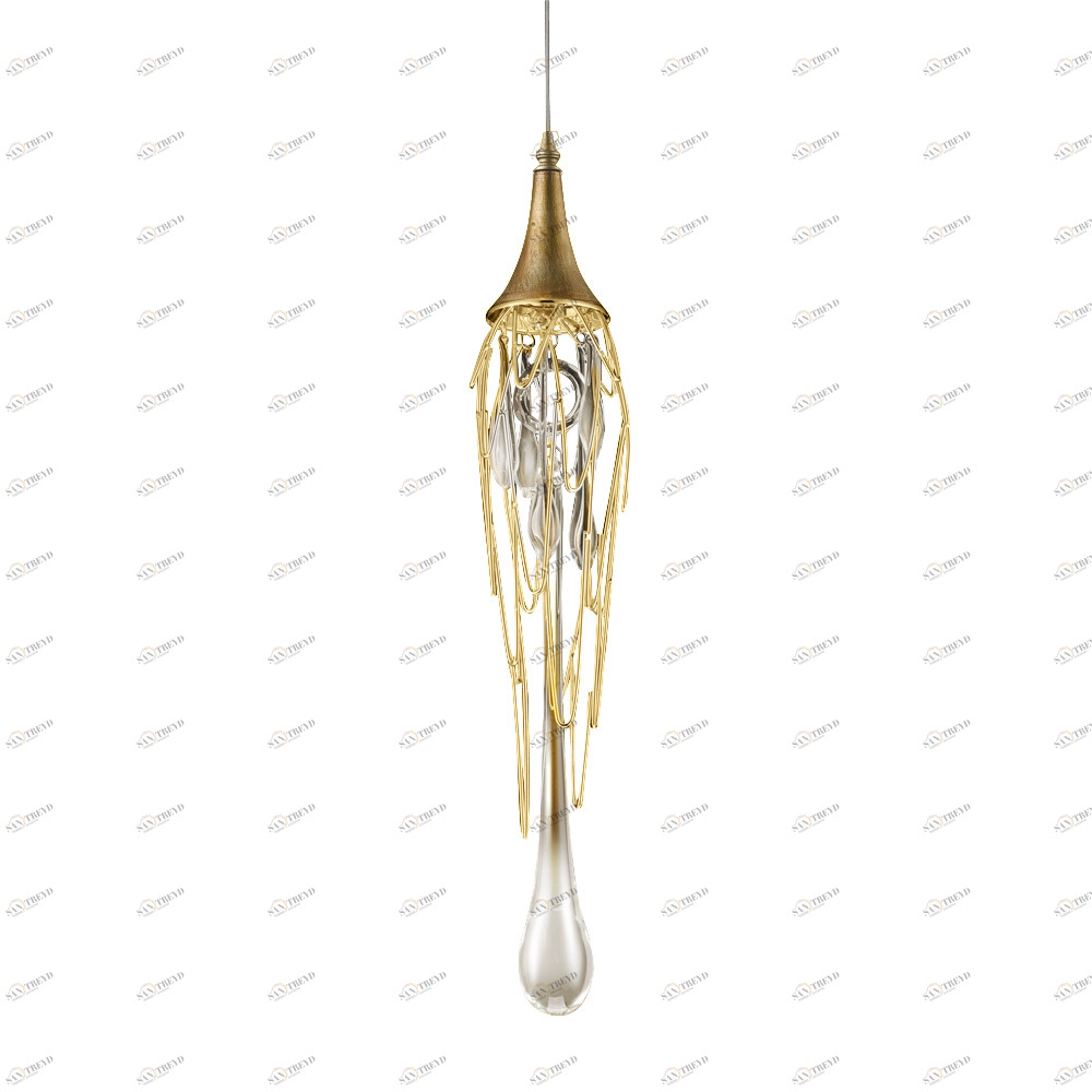 Светильник подвесной 58х12 см золотой Goddess Tears P68009S-1H DELIGHT COLLECTION ДИЗАЙНЕРСКИЕ 00-3882289 Золото;прозрачный 