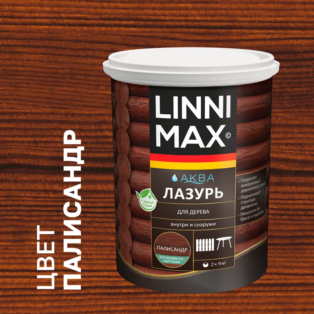 89349650 Лазурь для дерева Linnimax полуматовая палисандр 0.9 л STLM-0854184