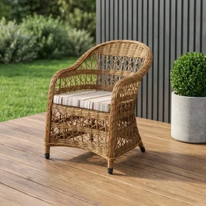 Кресло садовое Dino 63x70x84 см искусственный ротанг натуральный