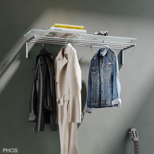 G15-600G Навесной шкаф g15 с 4 платяными штангами и полкой для головных уборов из стекла - ширина 65 см PHOS