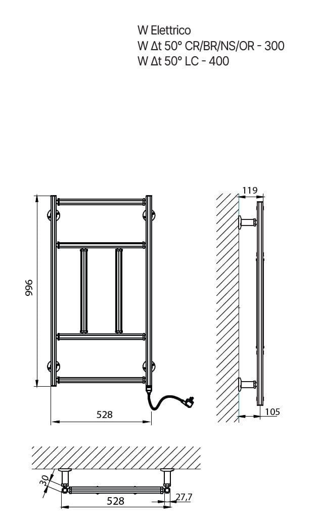 Настенный электрический / горячий водяной полотенцесушитель Gaia Mobili Complements ARCH-00037928 - Вид №2