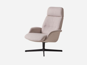 Тканевое вращающееся кресло с подголовником