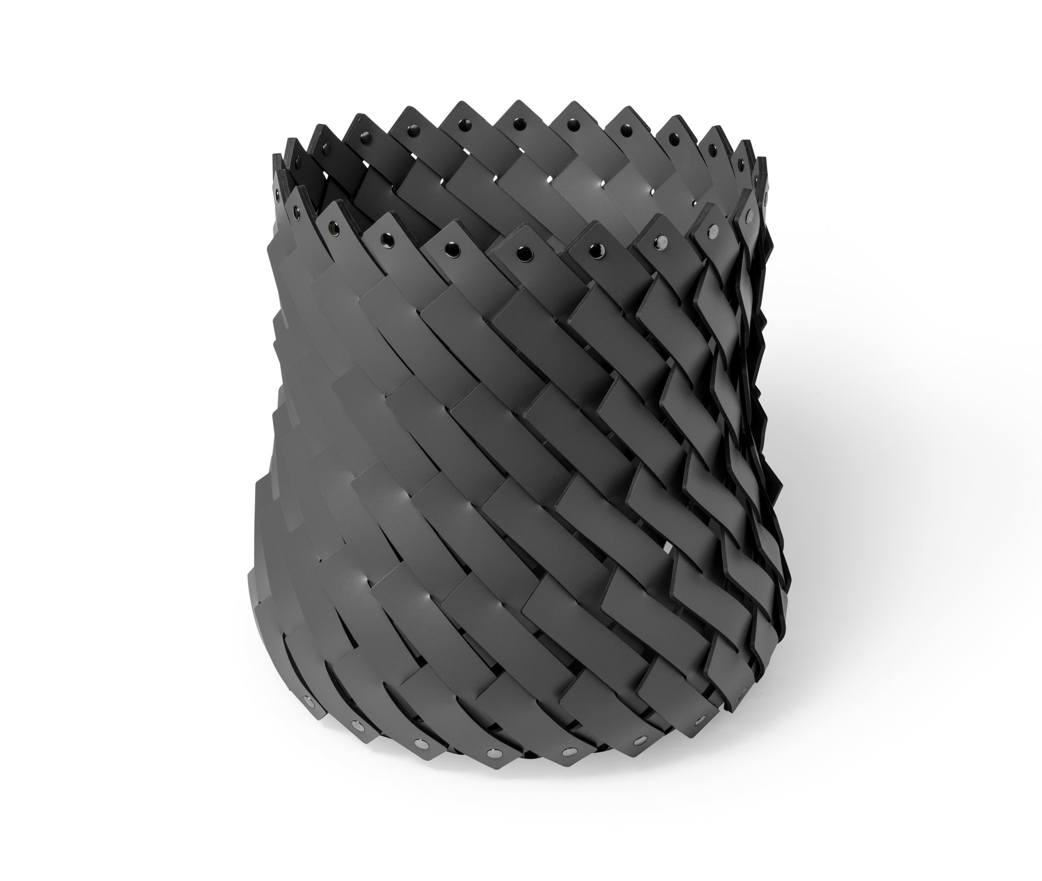 Корзина Almeria Medium - Ø 40XH42 см / регенерированная кожа_темно-серый Pinetti 00.1144.082.055 - Вид №1