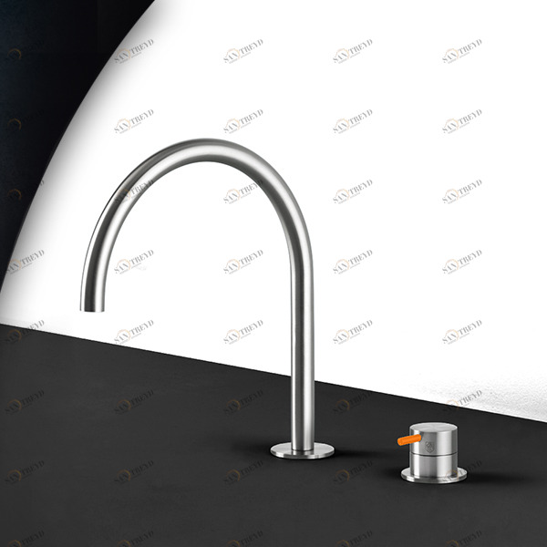 Смеситель для раковины матовая сталь с оранжевой ручкой Toki Radomonte TKI32SCIL24