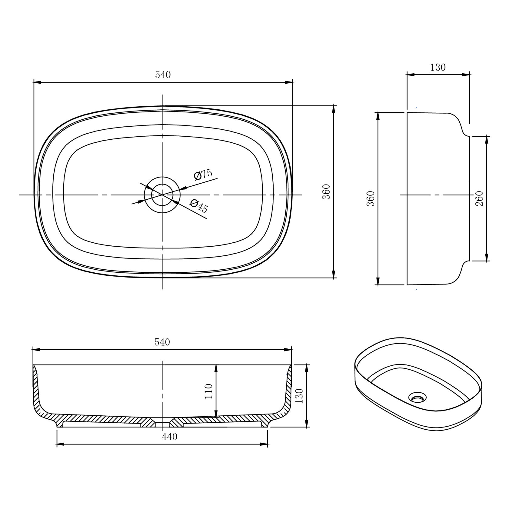 12020 Раковина Conca 540 LAB.Space  - Вид №9