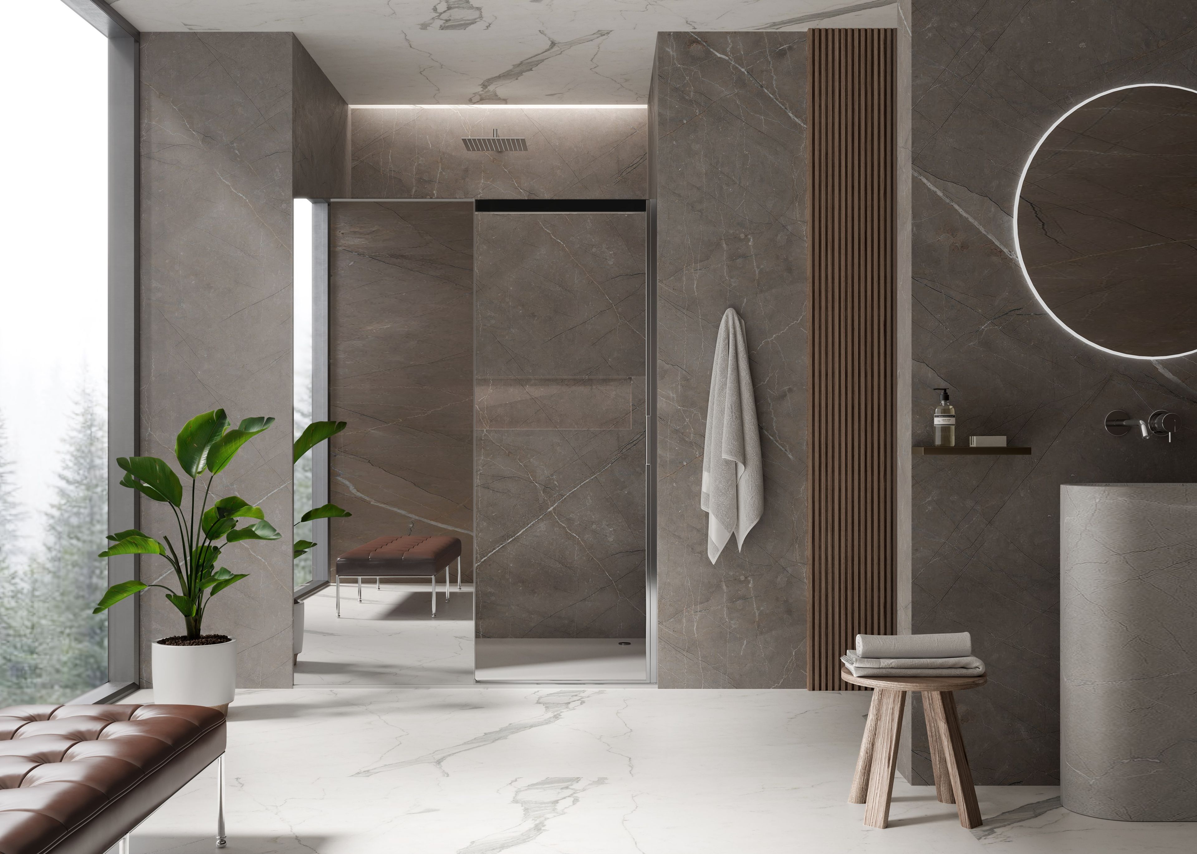 Алюминиевая и стеклянная душевая кабина с раздвижной дверью DUKA вода 5000 ARCH-00071644 - Вид №8