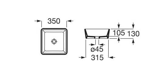 Керамическая столешница квадратная ручная мойка Roca Optica ARCH-00086507 - Вид №3