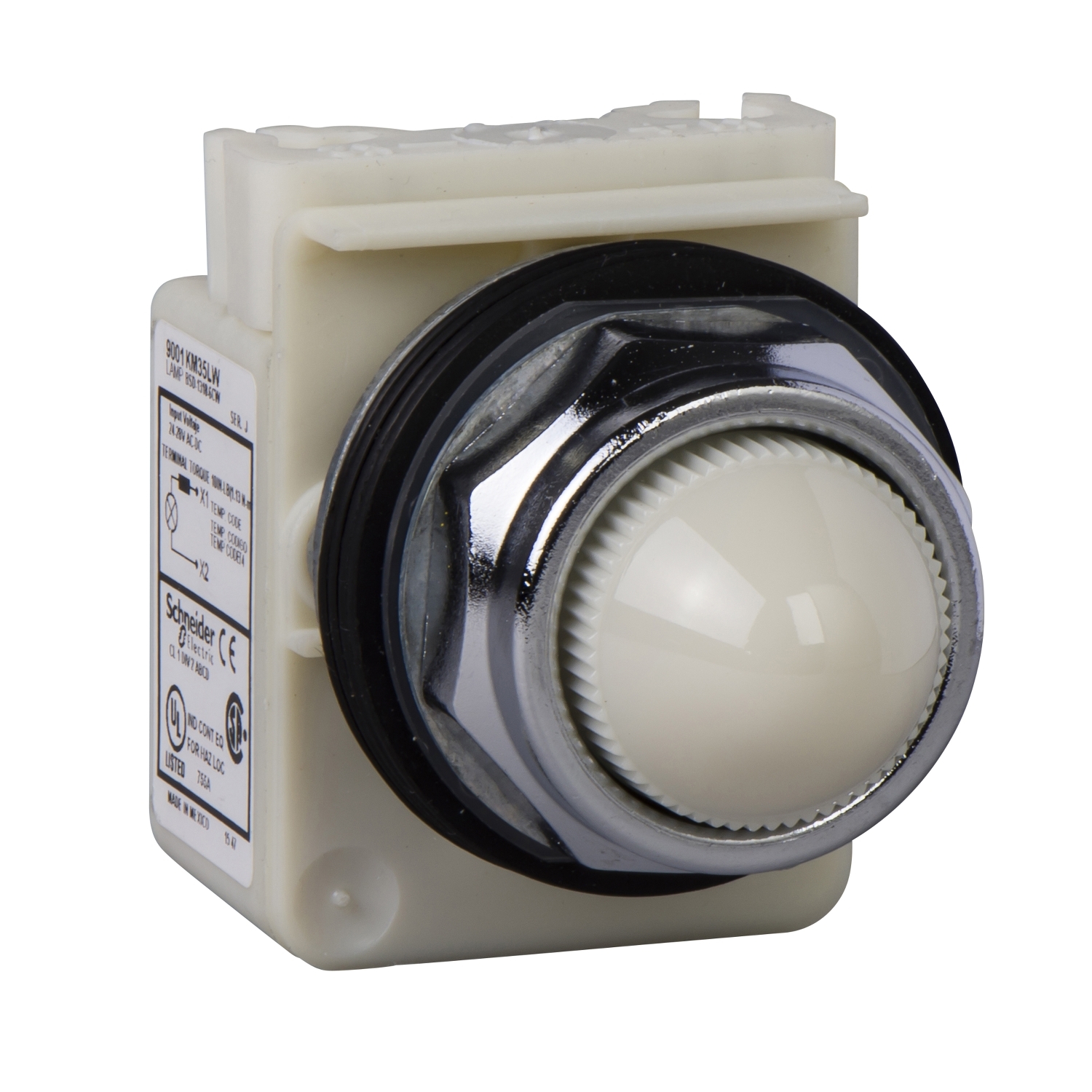 9001KP35LWW9 Лампа сигнальная Harmony, 30мм, 24В, AC/DC, Белый Schneider Electric Кнопки и лампочки 