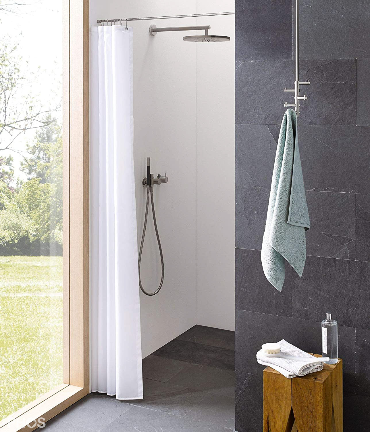 DV-P200-260 Занавеска для душа чисто-белая, длина 200 см, ширина 260 см. PHOS  - Вид №1