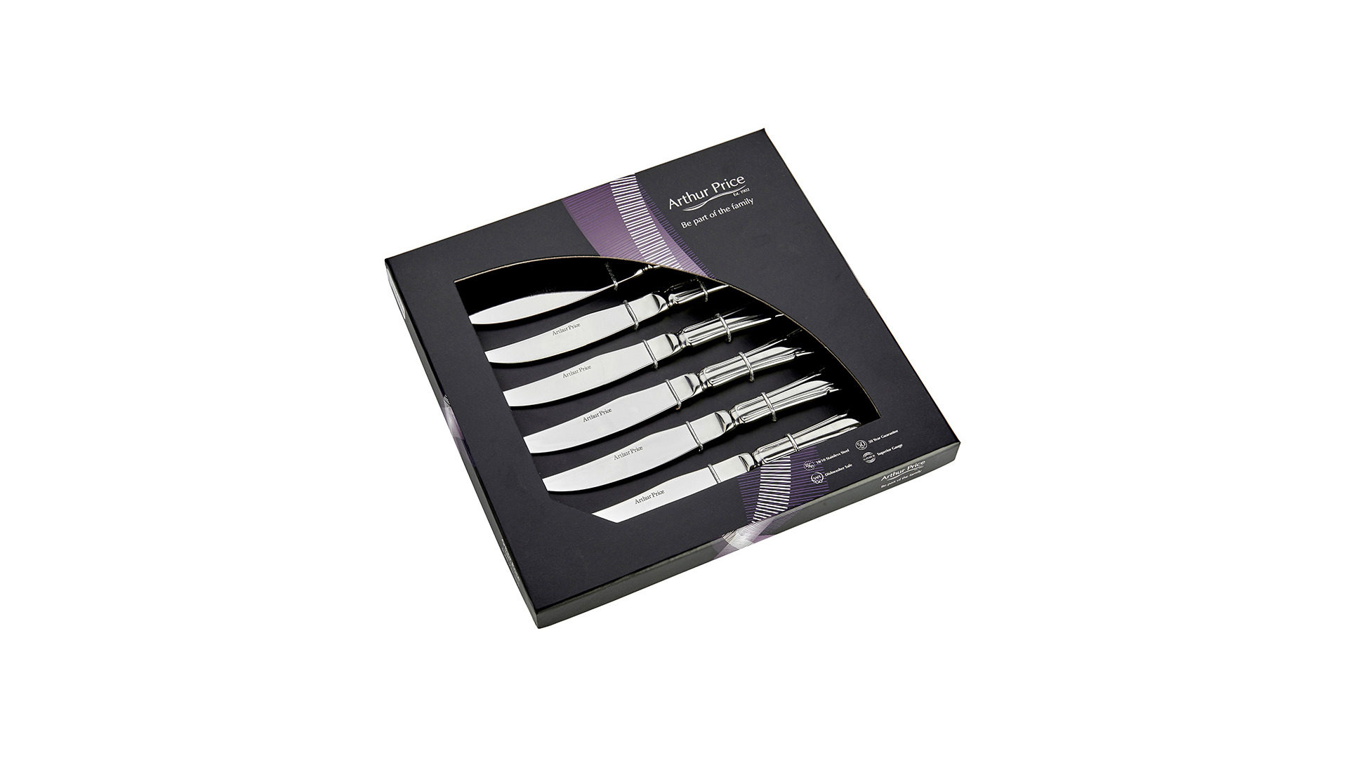 10602164 Arthur Price Набор ножей для стейка Arthur Price "Дюбарри", 6шт, п/к Сталь 18/10  - Вид №1