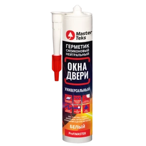Герметик силиконовый MasterTeks нейтральный для окон и дверей белый 280 мл