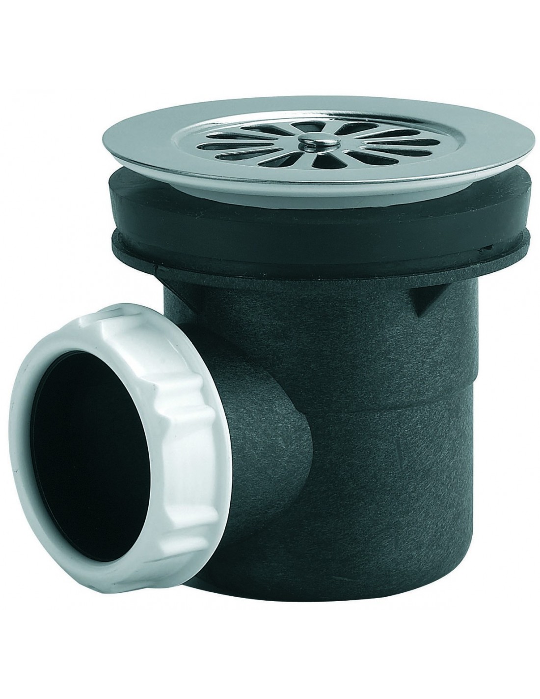 575200 000 00  Душевой трап для поддона Д. 60 мм, ромбовидная решетка Д. 85 мм, выход горизонтальный, NC, нержавеющая сталь Valentin Хром 