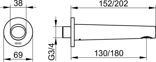 51545130001 Излив для ванны DN 20 KEUCO Edition 400 - Вид №2