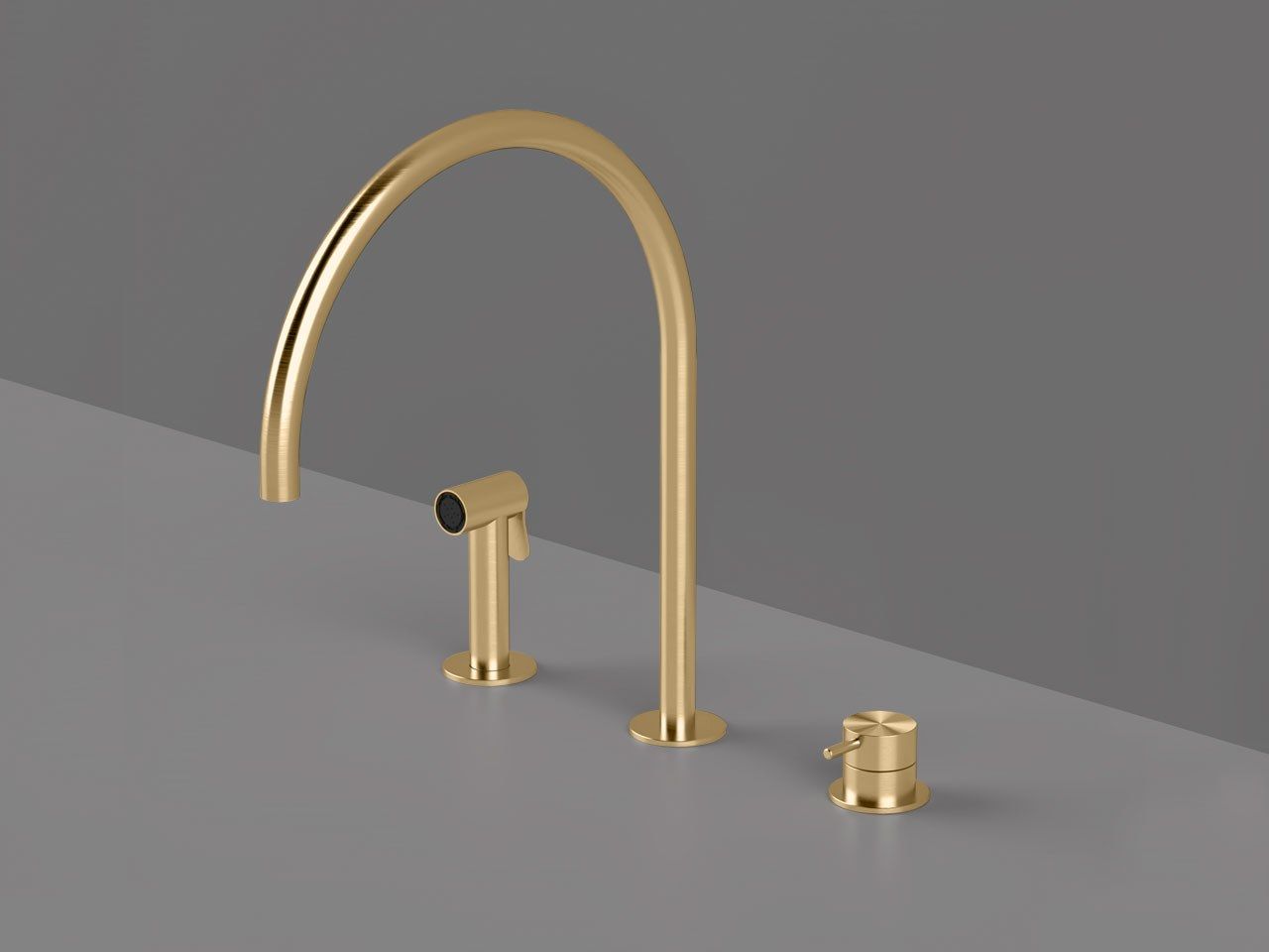 Смеситель для кухни с 3 отверстиями из нержавеющей стали со съемным ручным душем Radomonte TOKI ARCH-00127260 - Вид №3