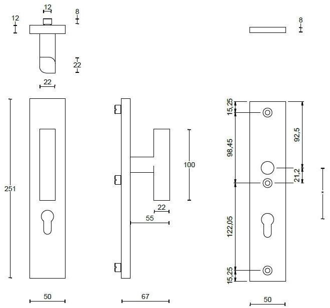 Formani Ручка для входной двери на пластине из нержавеющей стали Two Pb23-50/kt -23-28/kt - Вид №4