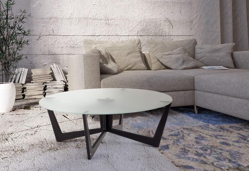 KARN Круглый журнальный столик из массива дерева и стекла Karn design Kt100 - Вид №2