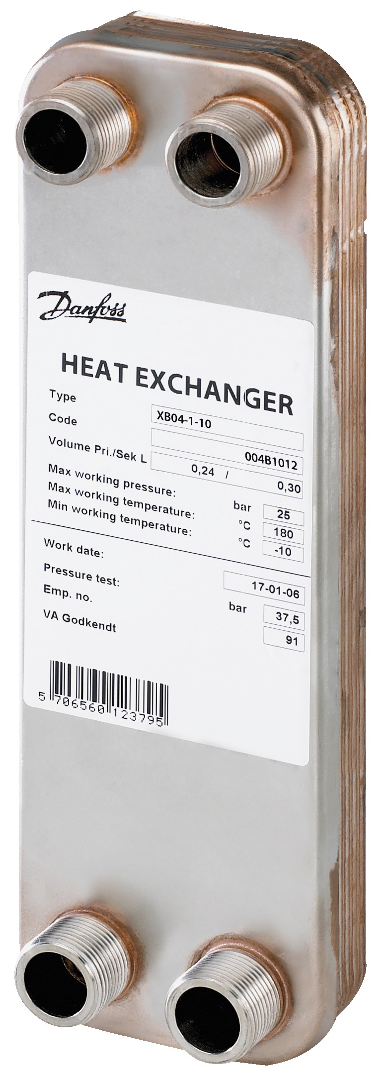 Danfoss Паяный пластинчатый теплообменник серии XB04 XB 04-1 16 паяный пластинчатый теплообме 004B1014  - Вид №2