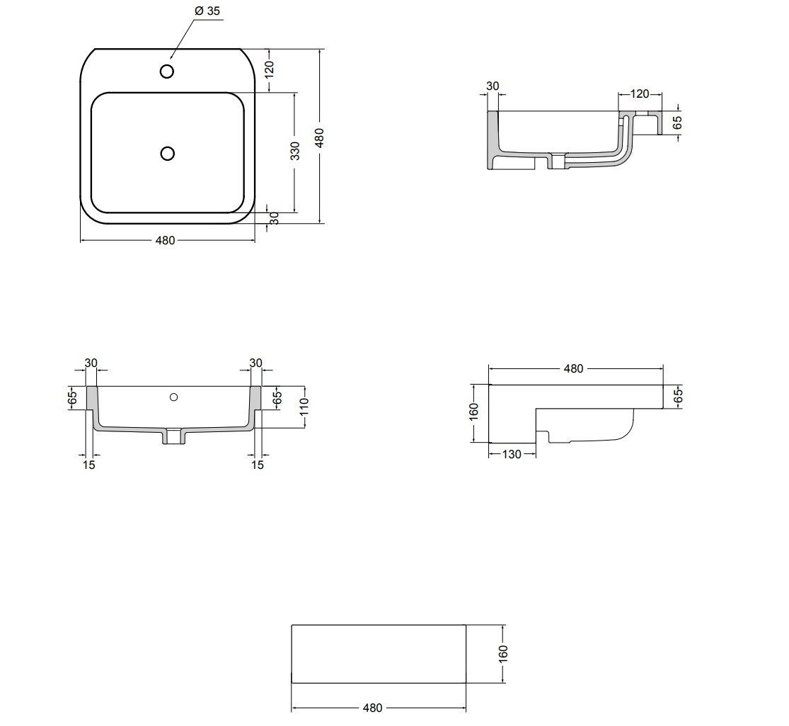 Керамическая раковина с полукругом Axa вещь ARCH-00054649 - Вид №3