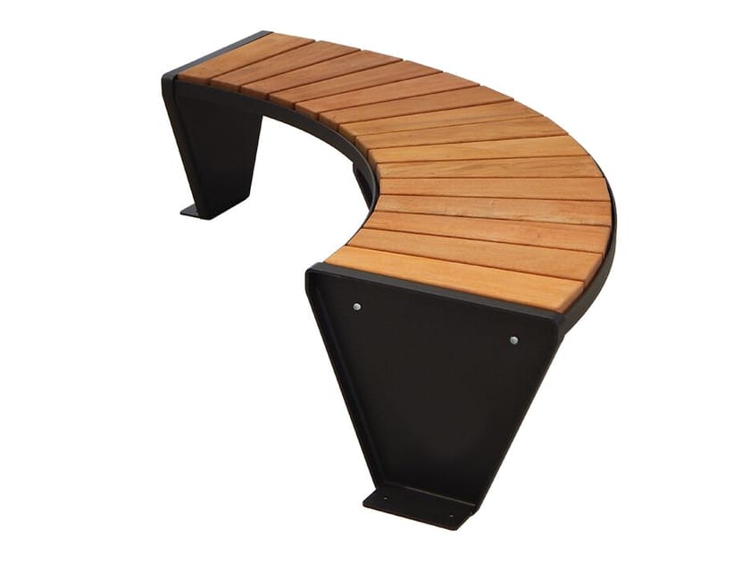 Изогнутая скамья с деревянными досками Okumè DIMCAR круглый ARCH-00085904