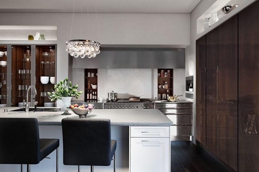 SieMatic Лакированная островная кухня с зоной колонн из лакированного эбенового дерева sun-id-1463551 - Вид №2