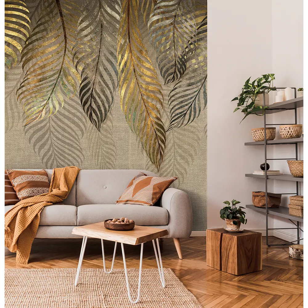 Фотообои Золотистые ветви флизелиновые, 300x270 см, L13-207 FBRUSH 3D FLIZART STLM-2122461 - Вид №1