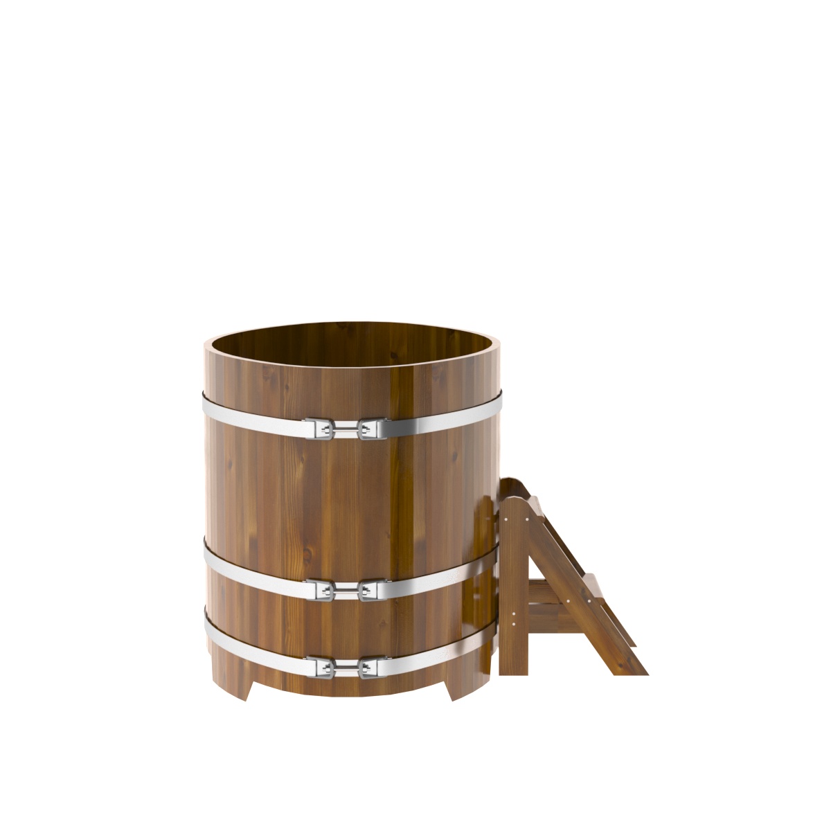 2271 Купель овальная из лиственницы Рустик 0,92х1,66х1,0 морёная Alyarus  - Вид №3