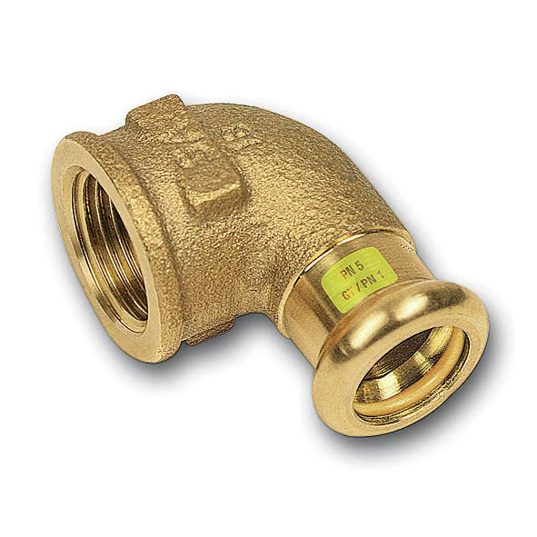 111090221 SANHA 11090G пресс-фитинг газ, бронза, угловой переход ВПр-ВР 22x1 мм  - Вид №1