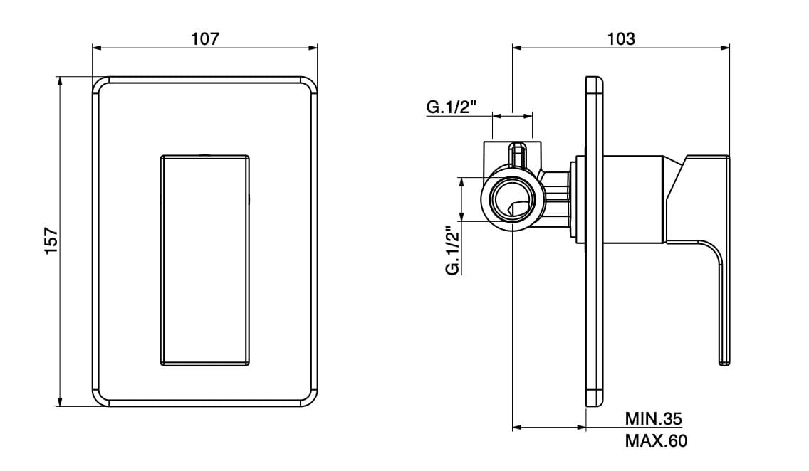 Встраиваемый смеситель для душа GATTONI Kubik ARCH-00152524 - Вид №2